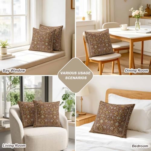 26x26 Pillow Covers Set of 2, Vintage Brown Floral Boho Square Throw Pillow Covers for Couch/Sofa/Living Room, Retro Ethnic Tribe Abstract Art Decorative Soft Pillowcases for Couch Throw Pillows - Image 7