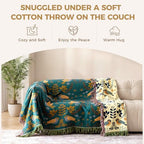 LUTBM King Throw Blanket for Bed, 100% Cotton Boho Soft Fall Blankets - Image 3