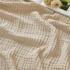 EMME Muslin Cotton Blanket Adults Heather Beige Super King 120"x94" by EMME