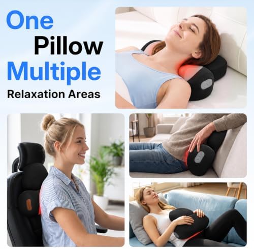 Shiatsu Neck Massager Pillow with Massage, Heat & Traction, Cordless, Black - Image 7