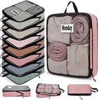 7 Pcs Packing Cubes for Travel Days of Week, Morandi, L by Bulyoou