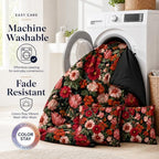 CCoutueChen Black Floral Comforter Set King, Vintage Botanical 3 Piece - Image 4
