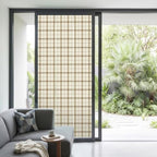 Window Privacy Film Frosted, Beige Brown Plaid Non-Adhesive Static Cling Window Tint, Vintage Farmhouse Checkered Rustic Insulated Windows Frosted Films for Living Room, 35.4 x 78.7 Inches - Image 2