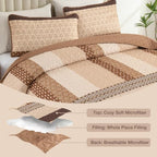 WONGS BEDDING Fall King Size Quilt Set, Brown Striped Bedspread - Image 4