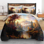 Pamnest Full Comforter Set with Sheets, 7 Pieces Fall Mountain Bedding - Image 3