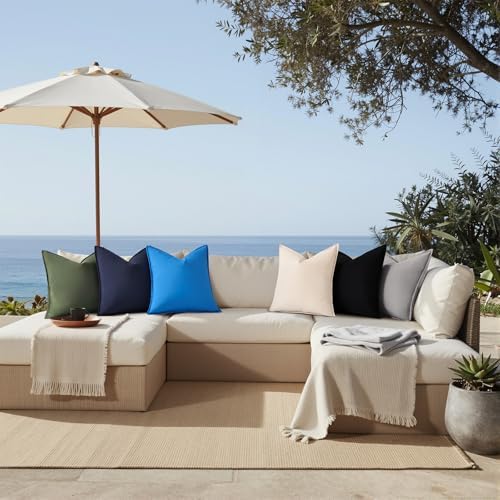 decorUhome Outdoor Waterproof Faux Linen Throw Pillow Covers 24x24 Set of 2 - Image 6