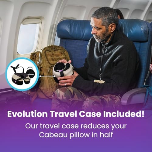 Cabeau Travel Neck Pillows for Airplanes The Neck's Evolution, TNE S3 Supportive Memory Foam Design for Long Haul Flights Attachable Seat Straps and 360 Support (Cairo Tan) - Image 6