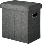 COSYLAND Collapsible Fabric Ottoman Footrest with Storage - Folding Foot Stool Furniture with Handles - Toy Chest Linen Gray - 16.5x16.5x10.6in - Charcoal by COSYLAND
