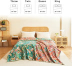 LUTBM Cotton Boho Blanket for Bed, Queen Soft Lightweight Reversible Quilt - Image 3