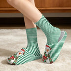 Jeiento Winter Fuzzy Slipper and Crew Socks for Women,Adult Slip-on Close Toe House Slipper,Flat Comfort home Slides - Image 2