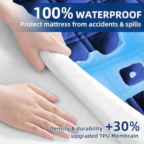 MEELUS Waterproof Queen Mattress Protector, Fitted Deep Pocket 8"-21",Blue - Image 4