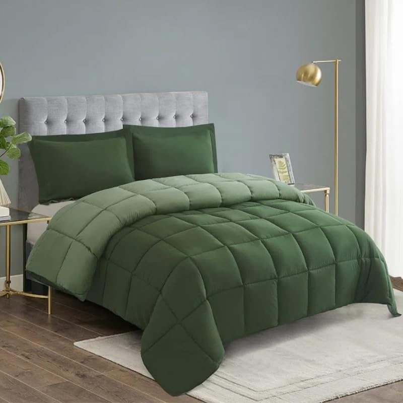 HOMME Queen Size 3 Pieces All Season Soft Comfortable Down Alternative Reversible Quilted Oversize Comforter Set School Dorm, Machine Washable by Unknown