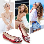 KUNWFNIX Women Ballet Flats Rhinestone Wedding Ballerina Shoes Foldable Sparkly Comfort Slip on Flat Shoes - Image 6