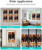Window Privacy Film Frosted, Thanksgiving Gnomes Reusable Static Cling Window Tints, Fall Pumpkin Maple Leaves Black Heat Control Windows Films for Offices, Balcony, 29.5 x 118 Inches - Image 7