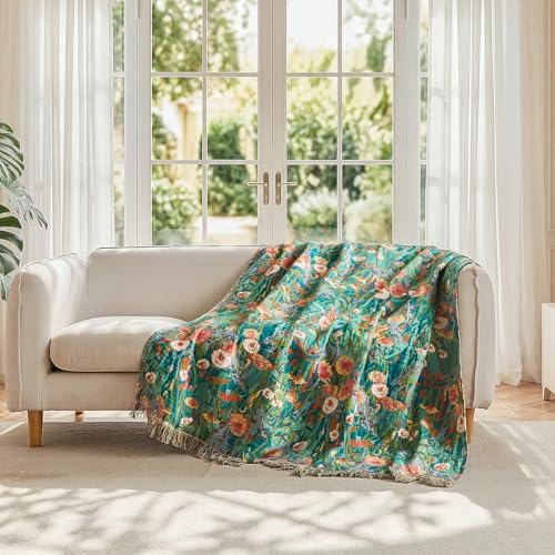 LUTBM Cotton Boho Blanket for Bed, Queen Soft Lightweight Reversible Quilt - Image 4