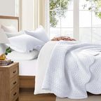 IR Imperial Rooms California King Quilt Bedspread White Leaf 8-Pack - Image 6