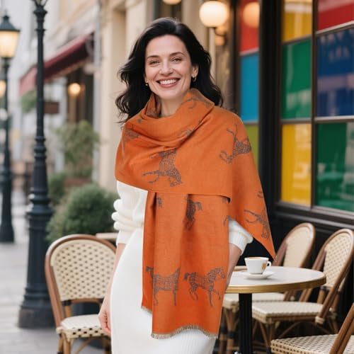 EXTREE Scarfs for Women Pashmina Silky Shawl Wrap for Evening Dressing Blanket Open Front Poncho Cape - Image 4