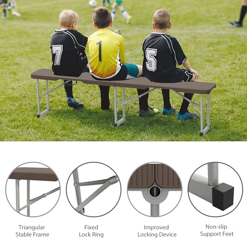 6ft Folding Bench Handle Waterproof Outdoor 2pk Rattan Patterned - Image 5