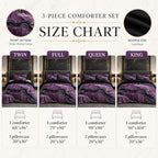 CCoutueChen Black Purple Marble Comforter Set Full Size, Modern Style - Image 3
