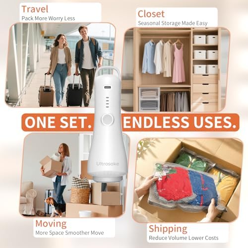 Travel Vacuum Compression Storage Bags with Electric Pump 18 Pack丨Space Saver Packing Seal Bags, Airtight Leak-Proof Thickened for Clothes, Luggage, Bedding, Closet Seasonal Organizer - Image 5