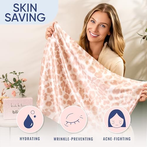 Blissy Silk Pillowcase - 100% Pure Mulberry Silk - 22 Momme 6A High-Grade Fibers - Silk Pillow Cover for Hair & Skin - Regular, Queen & King (Nicole Miller - Mauve Cheetah, King) - Image 4