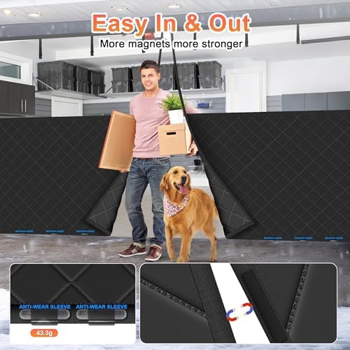 Car Garage Door Insulation Kit Fits 16x7FT, Magnetic Thermal Insulated Door Curtains for Winter with Clear Window, Garage Door Cover Blanket Panels Screen for 2 Car Garages - Image 3