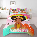 Erosebridal Rainbow Black Girls Comforter Set King Size African American Bedding Set Black Princess Girl Makeup Quilt Comforter Afro Little Girl Bed Set for Kids Melanin Bedroom Decor by Erosebridal