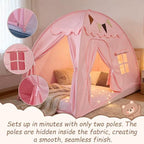 Full Size Bed Tent for Kids, Indoor Kids Privacy Play Tent, Blackout Sleeping Bed Canopy, Portable & Foldable Floor Bed Tents, Pink - Image 2
