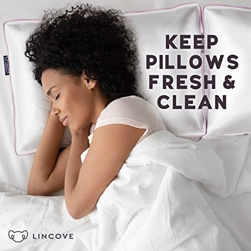 Lincove 100% Cotton Sateen Pillow Protector Cover - Zipper Pillow Cover - 500 Thread Count Luxury Cotton - Zippered Dust Pillow Protector, Bed Pillow Case, Queen, 20”x30” - Image 6