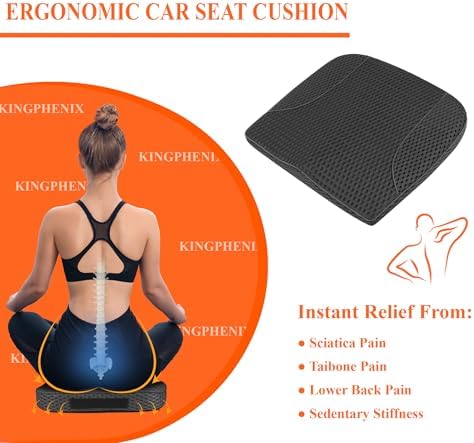 kingphenix Memory Foam Car Seat Cushion for Driving Comfort and Office Use - Image 2