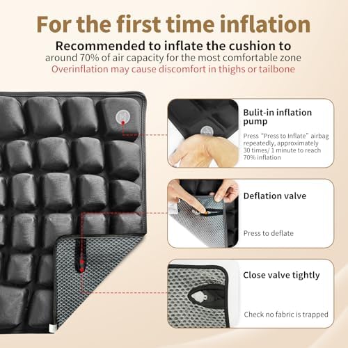 Inflatable 3D Air Cell Cushion with Built-in Pump for Pressure Relief, Breathable Portable Support for Driving, Office and Travel - Image 4