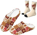 Jeiento Winter Fuzzy Slipper and Crew Socks Warm Winter Shoes Lightweight Soft Cushion House Slipper Bedroom Shoes by Jeiento