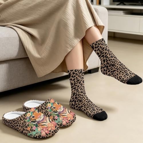 Fuzzy Slipper and Socks Set for Women Silent Sole Fuzzy Slipper - Image 4