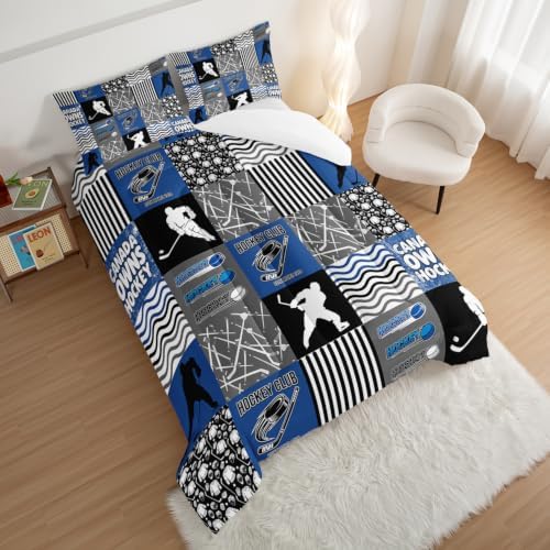 HOSIMA Teens Ice Hockey Comforter Sports Bedding Queen with 2 Pillowcases. - Image 3