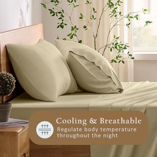 TOSMO Luxury Pillow Case Set of 2 - Cooling Viscose Derived from Bamboo, Oeko-TEX, Breathabl Silky Soft Pillow Cases with Envelope Closure (King / 20x36, Dune) - Image 4
