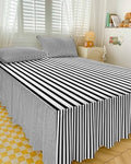 Ruffle Skirt Bedspread for Queen Size Bed Modern Black White Stripe 3 Piece Bedding Cover with Pillow Sham,18In Drop Bedskirt Coverlet for Bedroom Dorm Geometric Line Minimalist Style by Chucoco