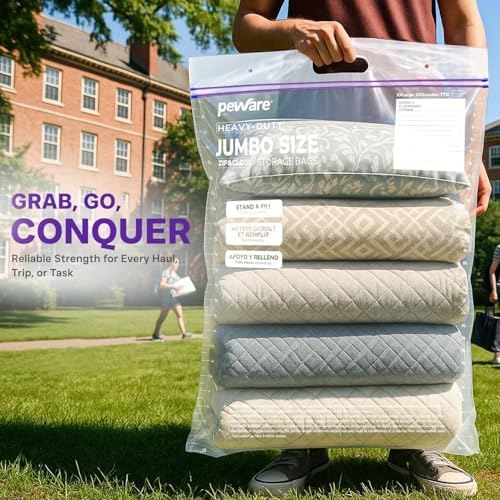 Heavy Duty 20 Gallon Jumbo Storage Bags, 6 Mil Handle Big Zip Seal Lock Bag - Image 5
