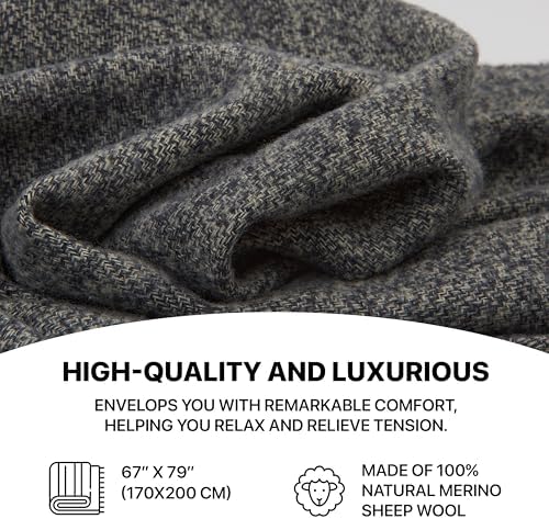 Merino Wool Throw Blanket, Indoor & Outdoor Blankets and Throws, Soft Blanket with Fringes, 65"x79" (170 x 200 cm) - Image 6