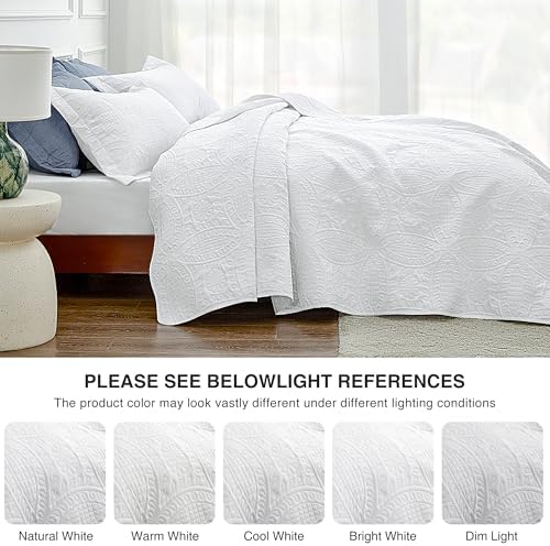 Love's cabin Quilts for Queen Bed White Bedspreads - Soft Bed Summer Quilt Lightweight Microfiber Bedspread- Modern Style Coin Pattern Coverlet for All Season - 3 Piece (1 Quilt, 2 Pillow Shams) - Image 5