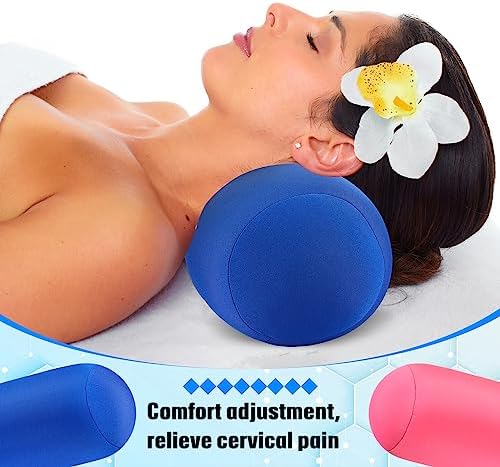 Geelin 2 Pcs Microbead Roll Pillow Bolster Neck Back Support,Pink, Blue - Image 4