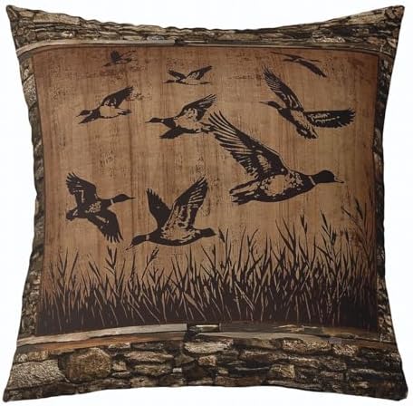 Feelyou Bear Throw Pillow Covers 20"x20" Set of 4 Soft Rustic Deer Cushion Case Fish Decor Pillowcase Mallard Duck Black Brown Indoor Outdoor - Image 5