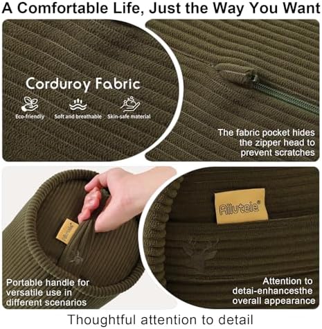 Long Bolster Pillow for Bed – Soft Corduroy Body Pillow for Adults, Ergonomic Full-Length Support for Better Sleep,39 x 7.87 Inches,Martini 0live - Image 4