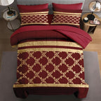 WeCozy Queen Comforter Set with Sheets, 7 Pieces Red Gold Bedding by WeCozyHomeDecor
