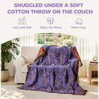 LUTBM Boho Throw Blanket for Bed 60"x80", 100% Cotton Purple Couch Blankets - Image 4