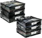 Plastic Storage Bags with Easy-Glide Zipper, Pack of 6, Durable Clear Vinyl Zippered Storage Bags for Clothes Sweaters Comforters Blankets Sheets Bedding (14.2 x 12 x 3.2 Inch, Transparent Black) by Kikerike