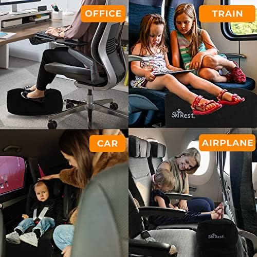 Inflatable Foot Rest Travel Pillow-Adjustable Height Airplane Footrest for Airplane Travel/Car/Train/Home/Office-Airplane Bed for Toddlers, Comfortable Seat Extender for Kids - Black, 2 Pack - Image 4