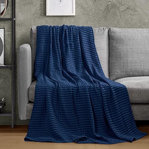 Utopia Bedding 100% Cotton Waffle Blanket Twin Size Navy, 90x72 Inch - Image 4