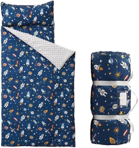 Bunnikins & Clover Toddler Nap Mat with Removable Pillow, Nap Mats for Preschool, Easy Clean Toddler Nap Pad for Kindergarten, Kids Sleeping Bag for Travel Camping by BunnikinsClover