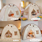 Full Size Bed Canopy for Kids, Indoor Kids Privacy Play Tent, Blackout Sleeping Bed Tents, Portable & Foldable Floor Bed Tents, Cream - Image 3