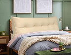 Peachwell Handmade Headboard Pillow-King Size Wedge Support Large Bolster Cushion Headboard Backrest Pillow for Bed Rest with Two Large Side Pockets (Beige, King: 78 x 8 x 20 inches) - Image 2